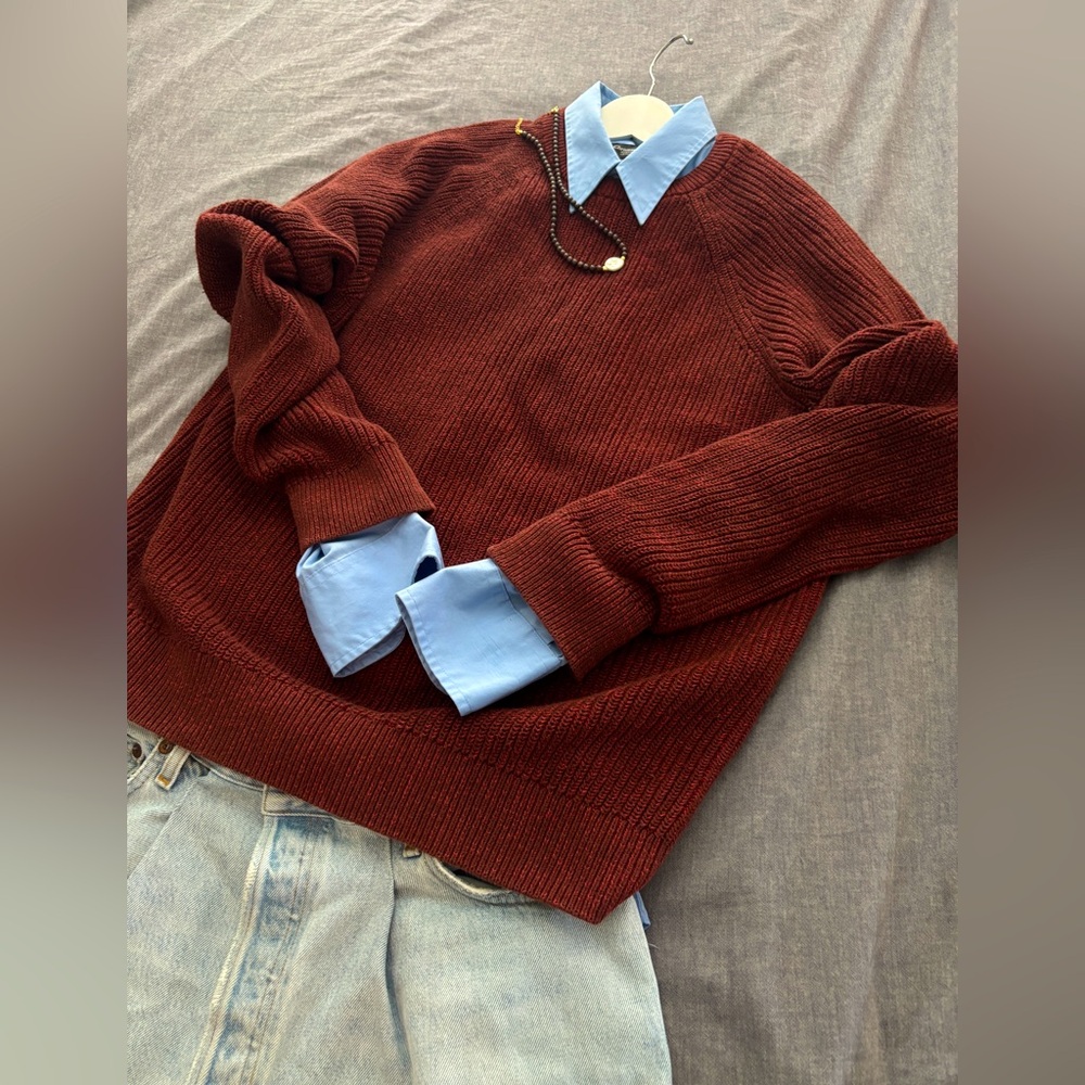 Denver Hayes Men’s Red Knit Sweater – Size L (Unisex Oversized Fit)